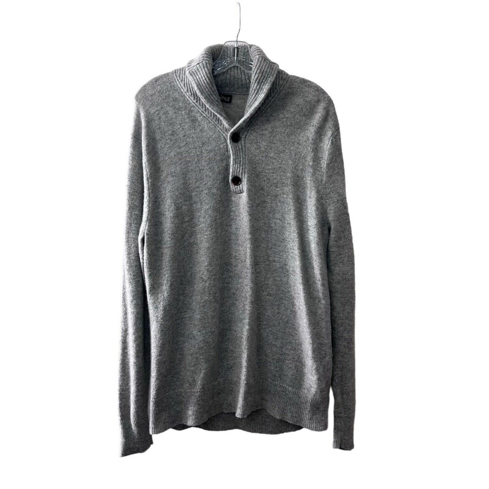 J Crew Sweater Men's Large Gray Lamb Wool Long Sleeve Shawl Collar Casual Preppy